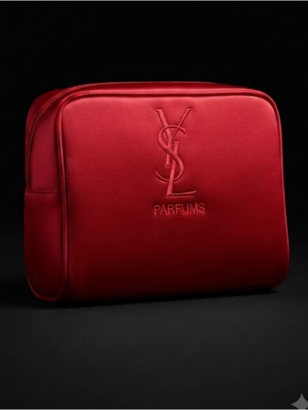 Yves Saint Laurent Red Satin Cosmetic Pouch